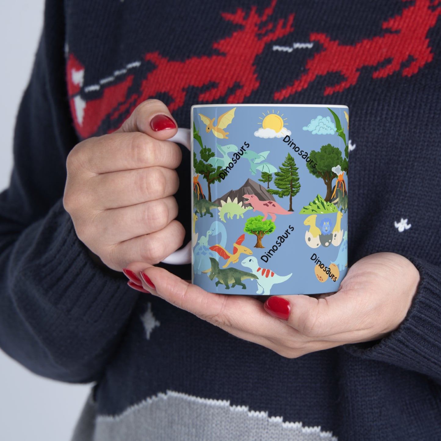 Dinosaurs Blue Ceramic Mug 11oz