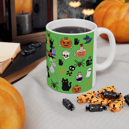 Spooky Creepy Season Green Ceramic Mug 11oz