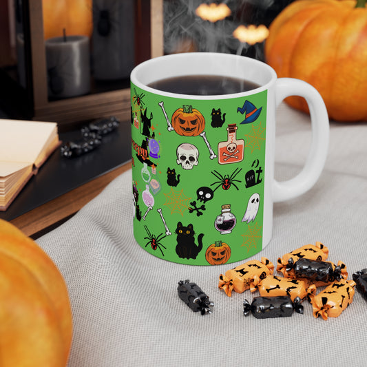 Spooky Creepy Season Green Ceramic Mug 11oz