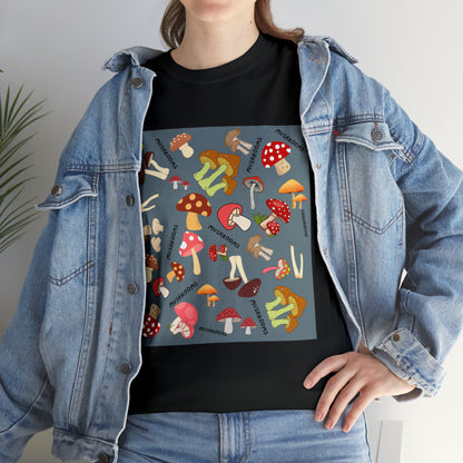 Mushrooms Grey Ground Unisex Heavy Cotton Tee