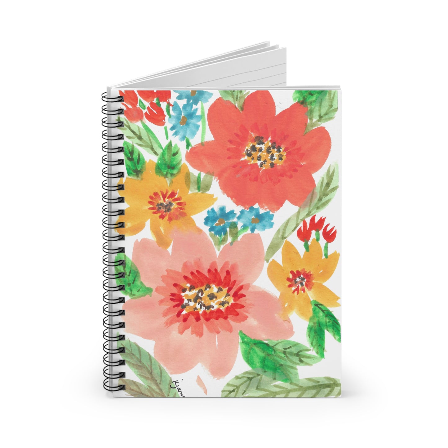 Pastel Abstract Floral Design Spiral Notebook - Ruled Line