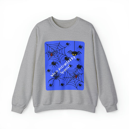 Who's Distracted by Spiders? Blue Ground Unisex Heavy Blend™ Crewneck Sweatshirt