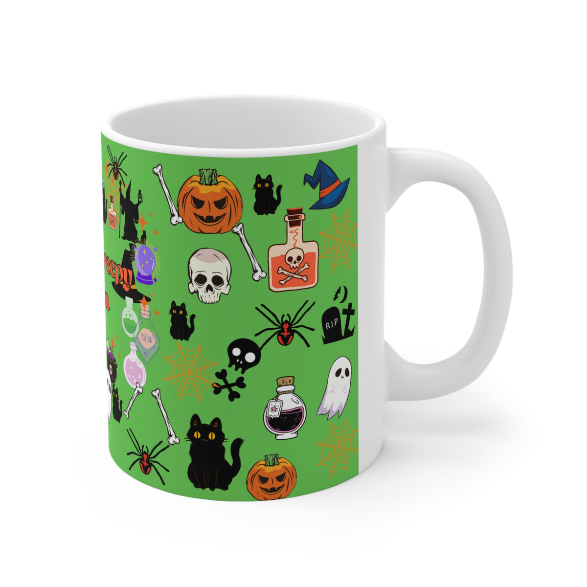 Spooky Creepy Season Green Ceramic Mug 11oz