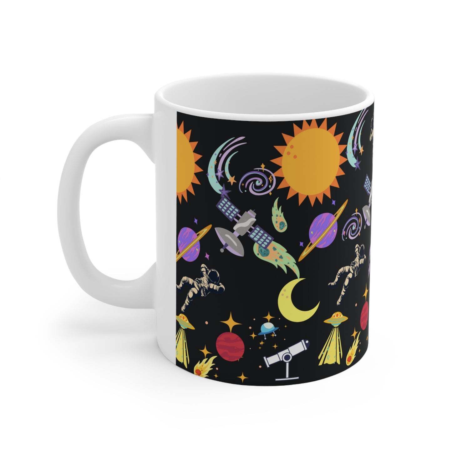 Outerspace Encounters Black Ceramic Mug 11oz