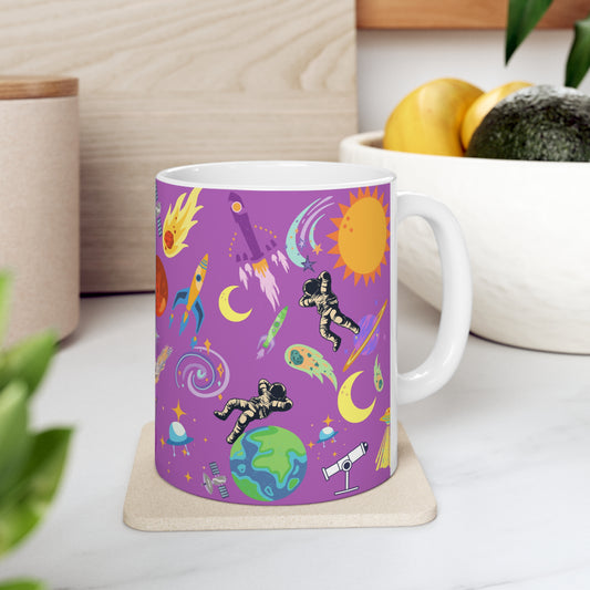 Outerspace Encounters Purple Ceramic Mug 11oz