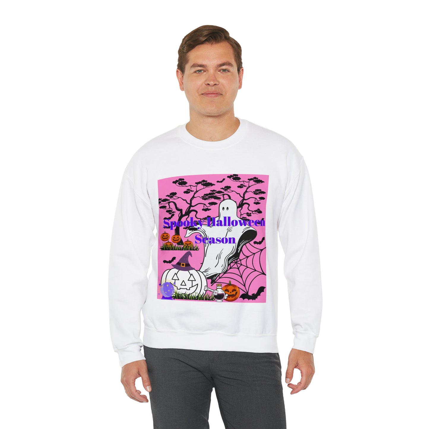 Spooky Halloween Season Pink Unisex Heavy Blend™ Crewneck Sweatshirt