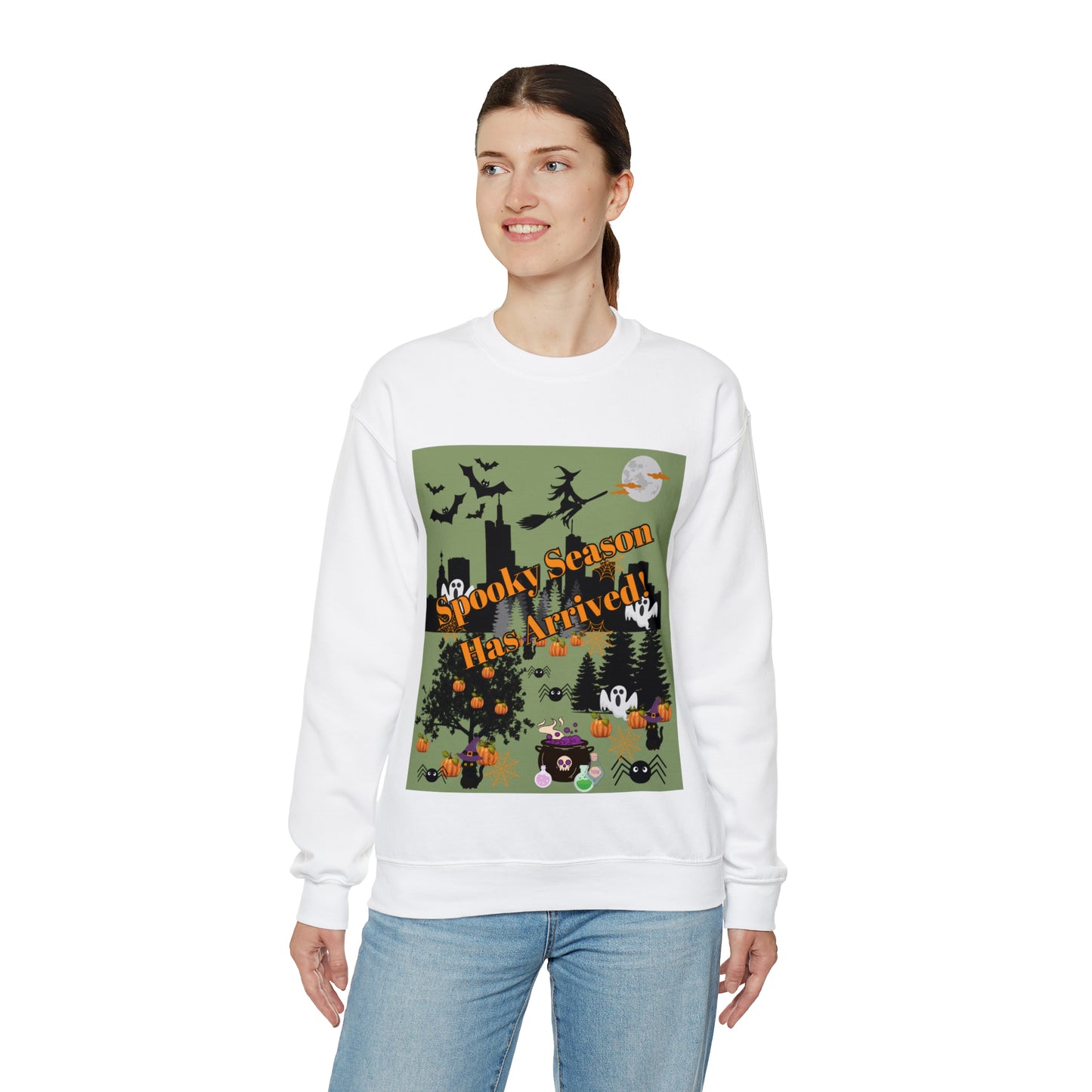 Spooky Season Has Arrived Green Unisex Heavy Blend™ Crewneck Sweatshirt