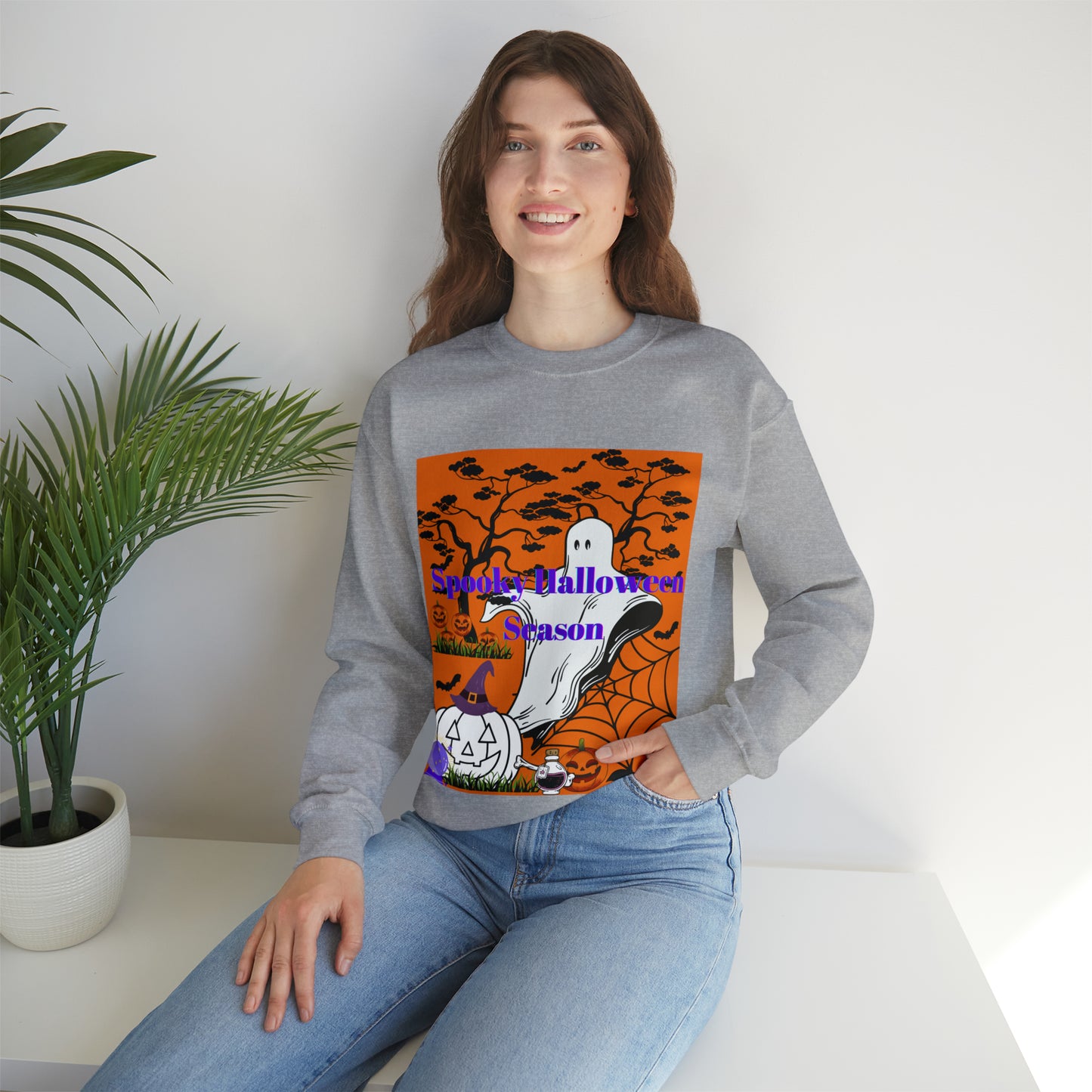 Spooky Halloween Season Orange Unisex Heavy Blend™ Crewneck Sweatshirt