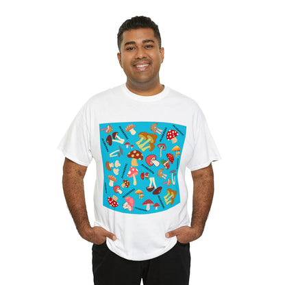 Mushrooms Turq Ground Unisex Heavy Cotton Tee