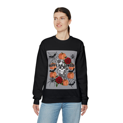 Happy Halloween Grey Ground Unisex Heavy Blend™ Crewneck Sweatshirt