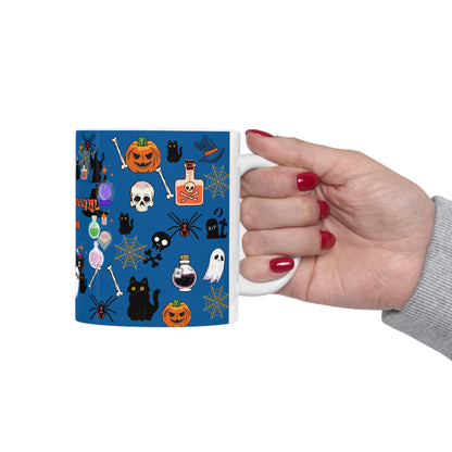 Spooky Creepy Season Blue Ceramic Mug 11oz