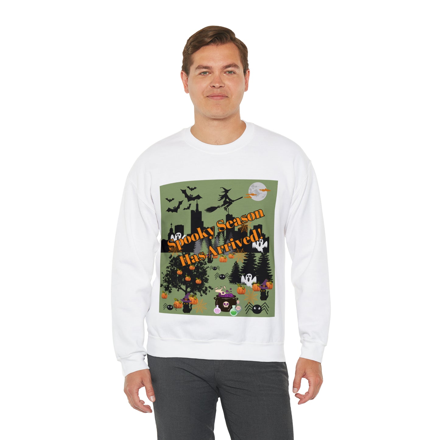 Spooky Season Has Arrived Green Unisex Heavy Blend™ Crewneck Sweatshirt