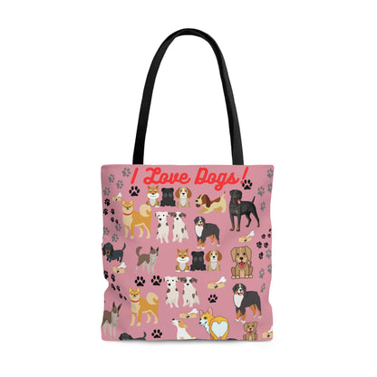 I Love Dogs Tote Bag (AOP)