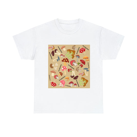 Mushroom Design Unisex Heavy Cotton Tee