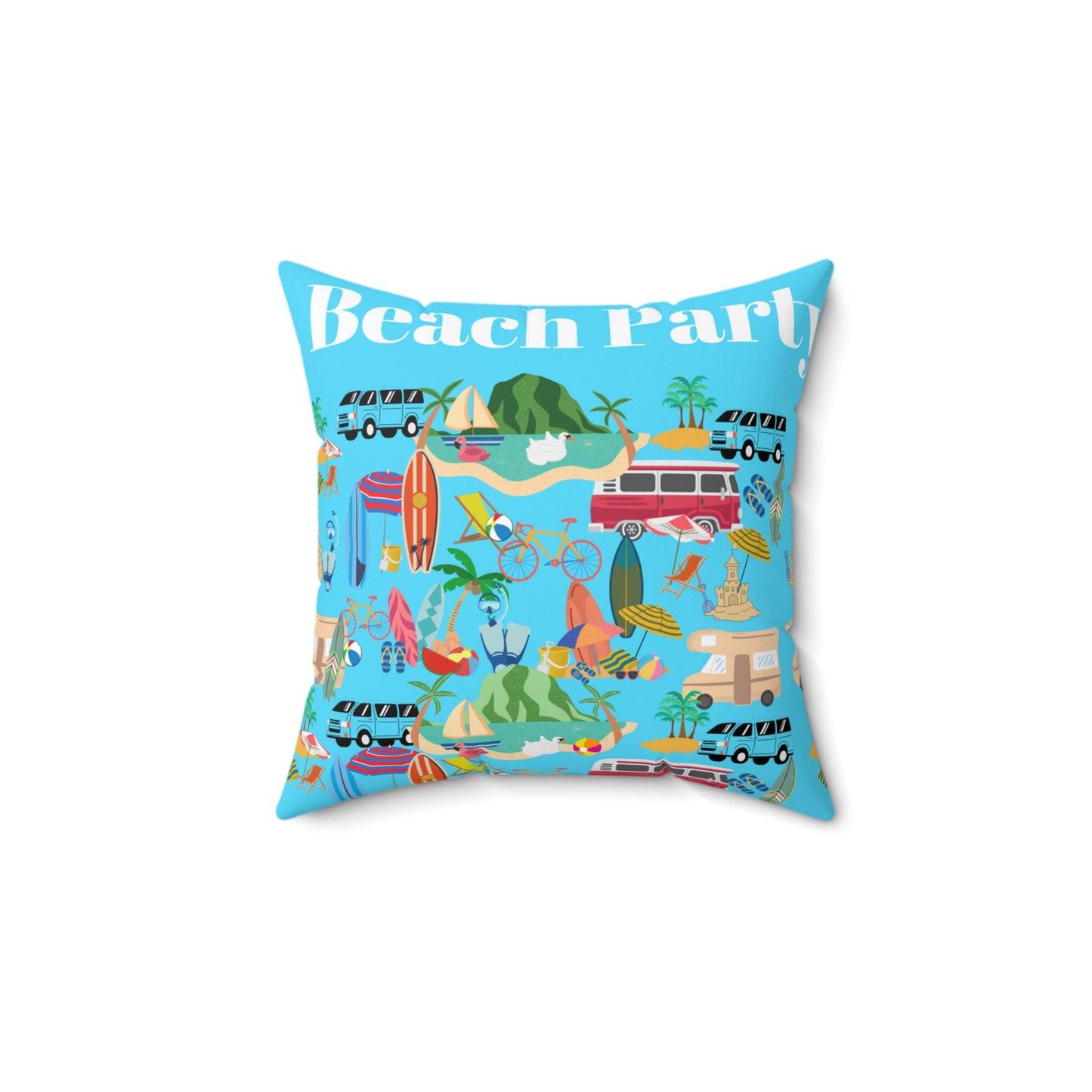 Beach Party Spun Polyester Square Pillow