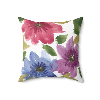 Multicolored Floral Spun Polyester Square Pillow