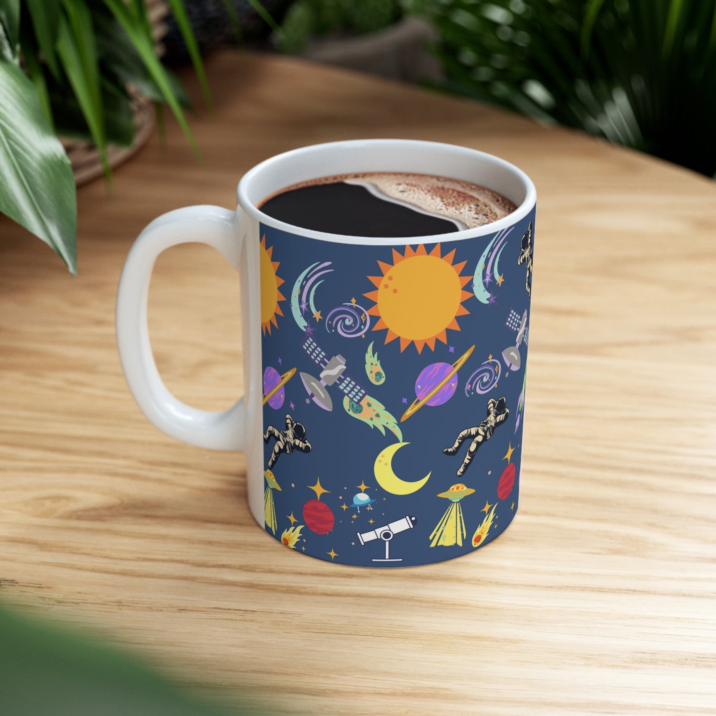 Outerspace Encounters Blue Ceramic Mug 11oz