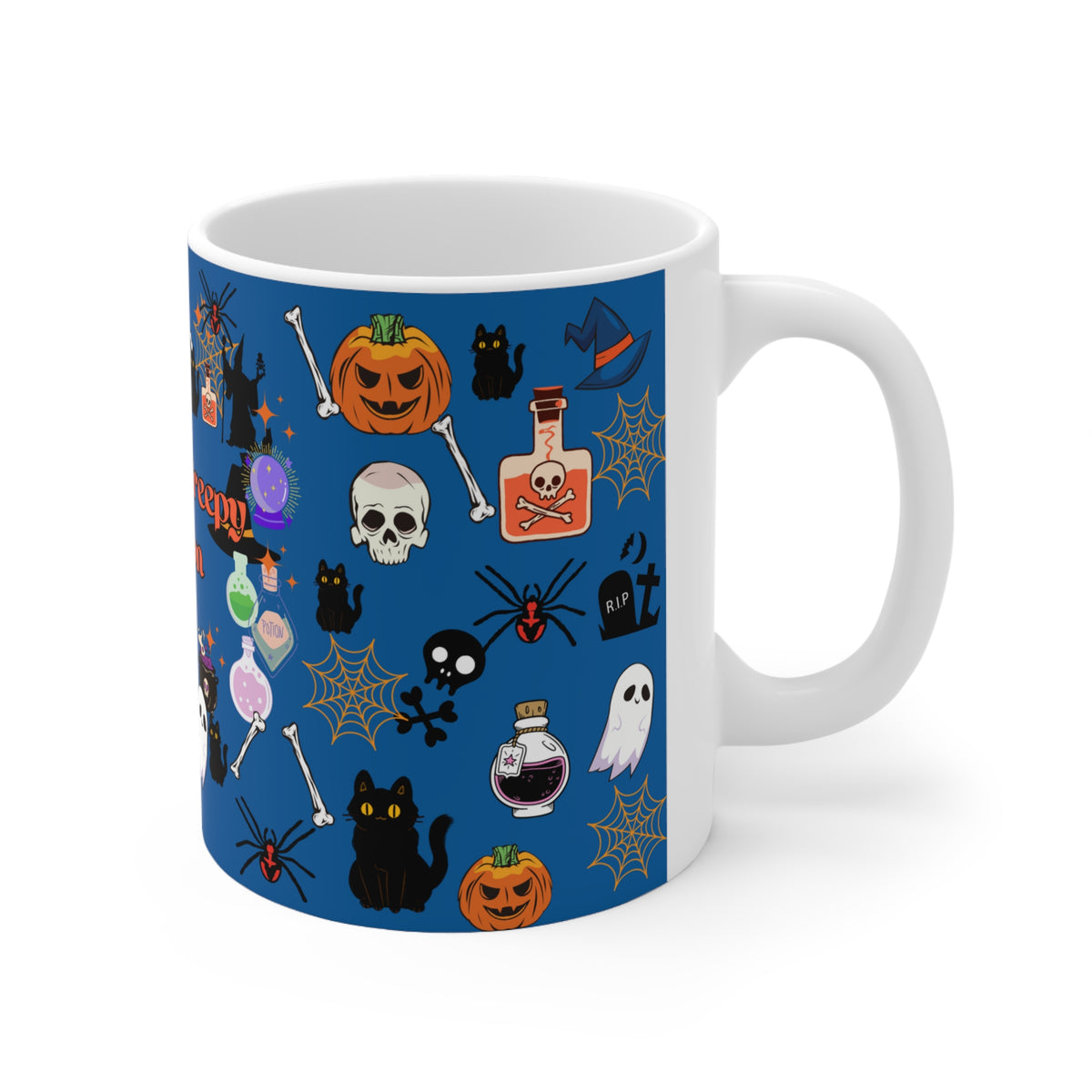 Spooky Creepy Season Blue Ceramic Mug 11oz