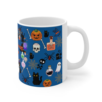 Spooky Creepy Season Blue Ceramic Mug 11oz