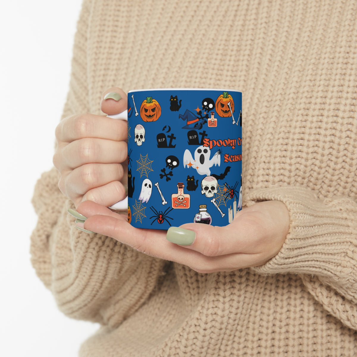 Spooky Creepy Season Blue Ceramic Mug 11oz