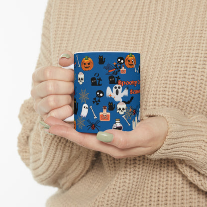 Spooky Creepy Season Blue Ceramic Mug 11oz