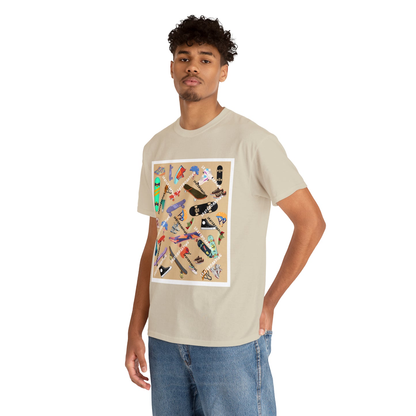 Skateboarding Beige Ground Unisex Heavy Cotton Tee