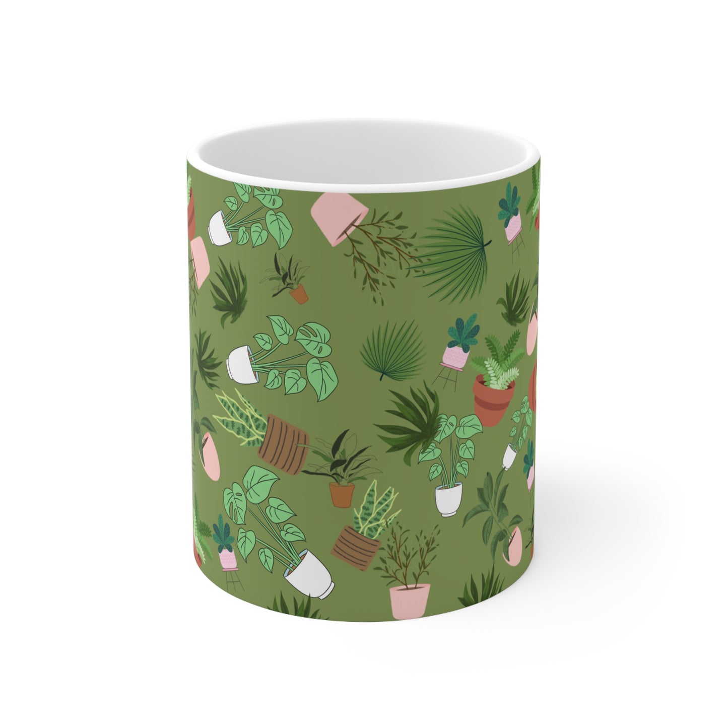 Plants and Doodles Green Ceramic Mug 11oz