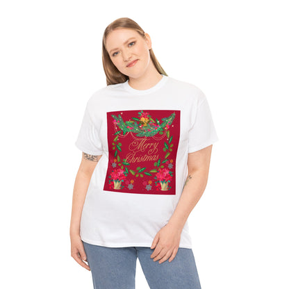 Merry Christmas Garland Unisex Heavy Cotton Tee