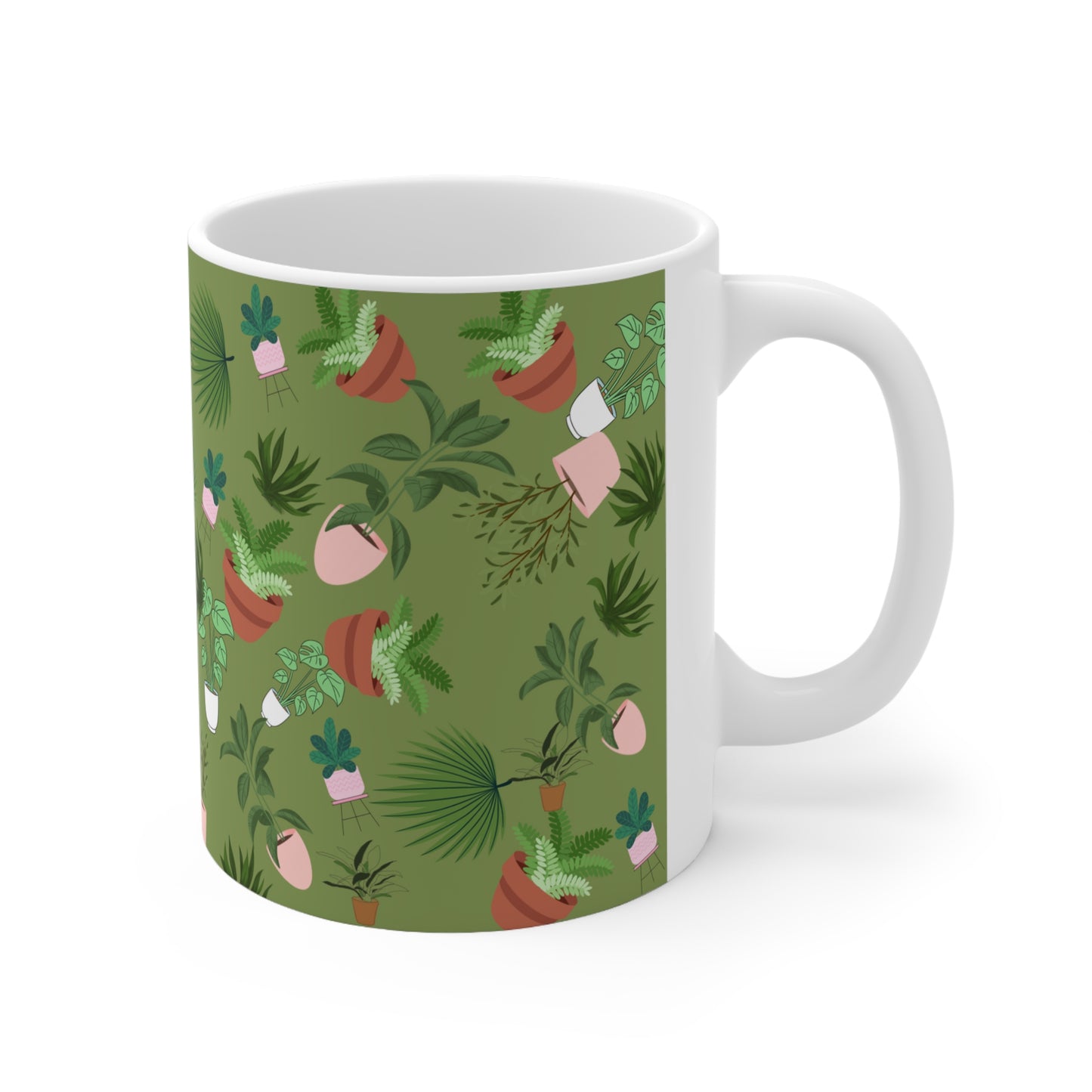 Plants and Doodles Green Ceramic Mug 11oz