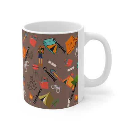 Camping Brown Ceramic Mug 11oz