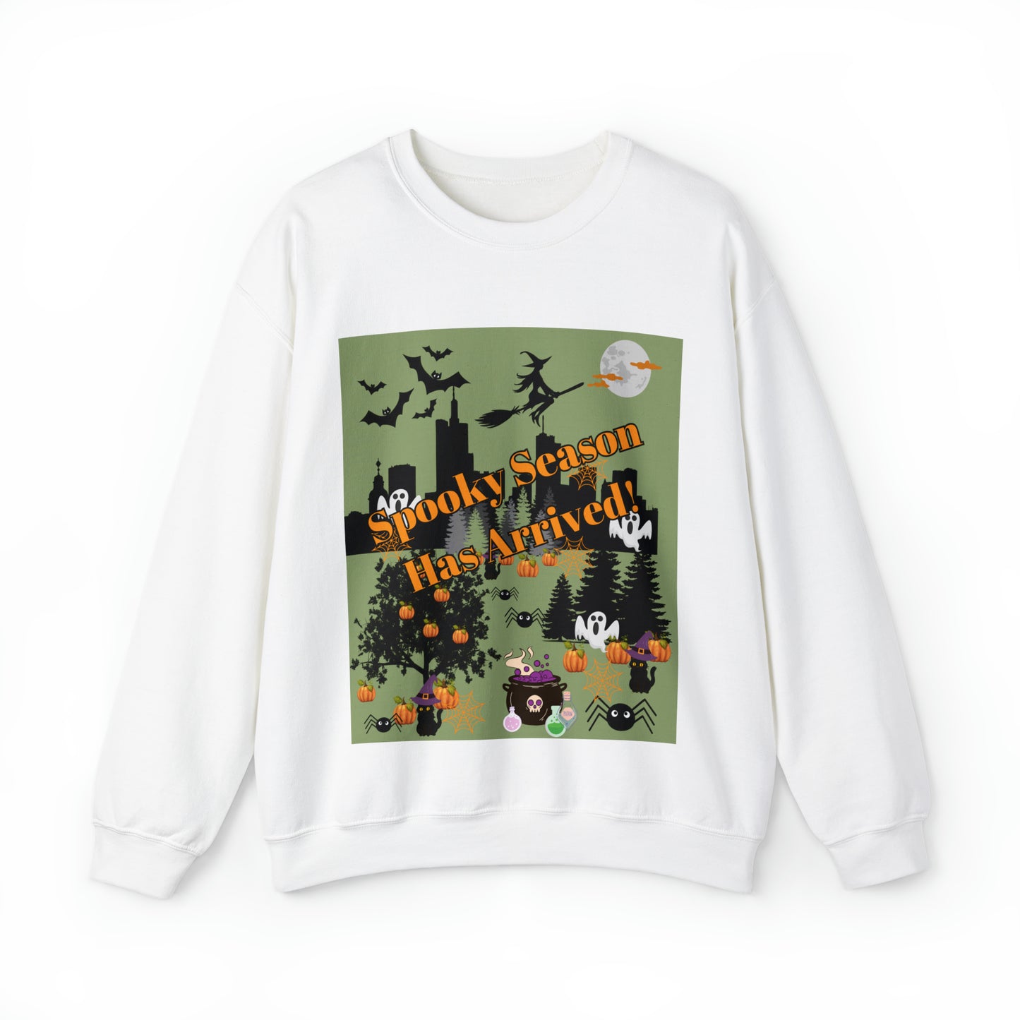 Spooky Season Has Arrived Green Unisex Heavy Blend™ Crewneck Sweatshirt