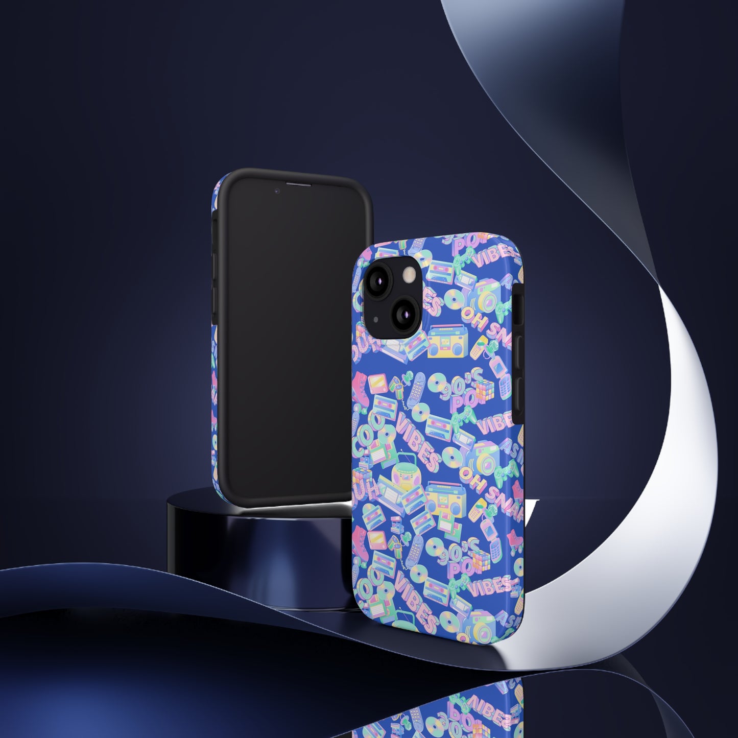 Retro Vibes Blue Tough Phone Cases