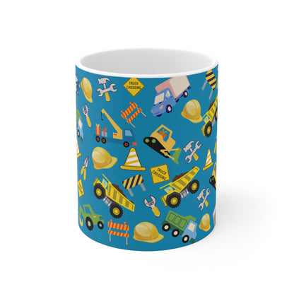 Construction Teal Ceramic Mug 11oz