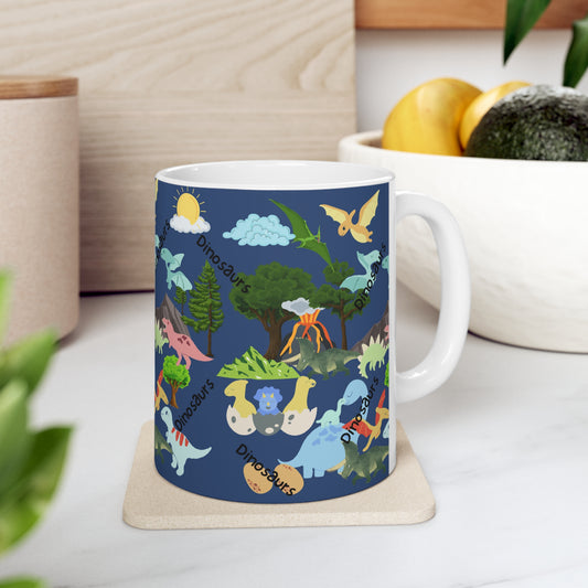 Dinosaurs Navy Ceramic Mug 11oz