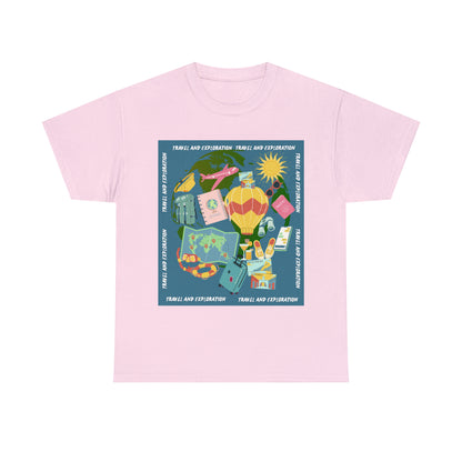 Travel and exploration Blue Unisex Heavy Cotton Tee