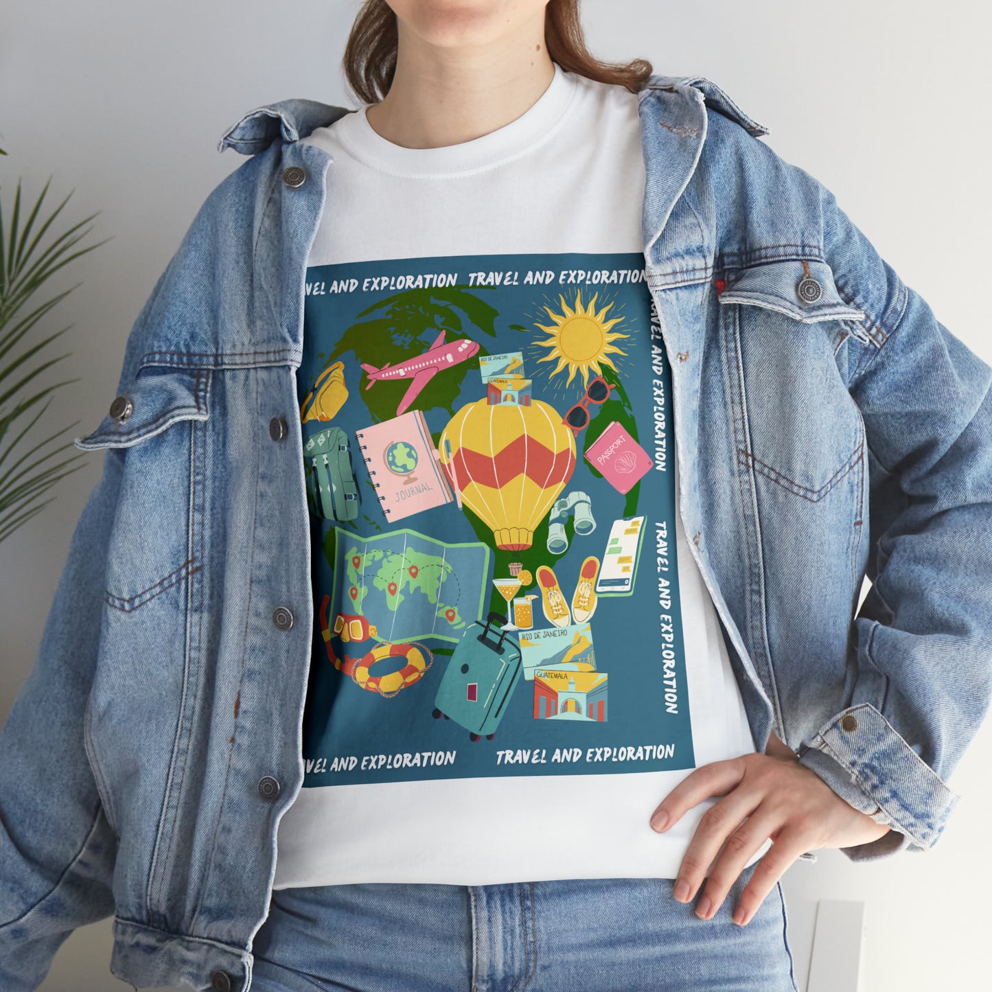 Travel and exploration Blue Unisex Heavy Cotton Tee