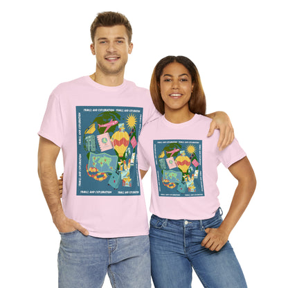 Travel and exploration Blue Unisex Heavy Cotton Tee