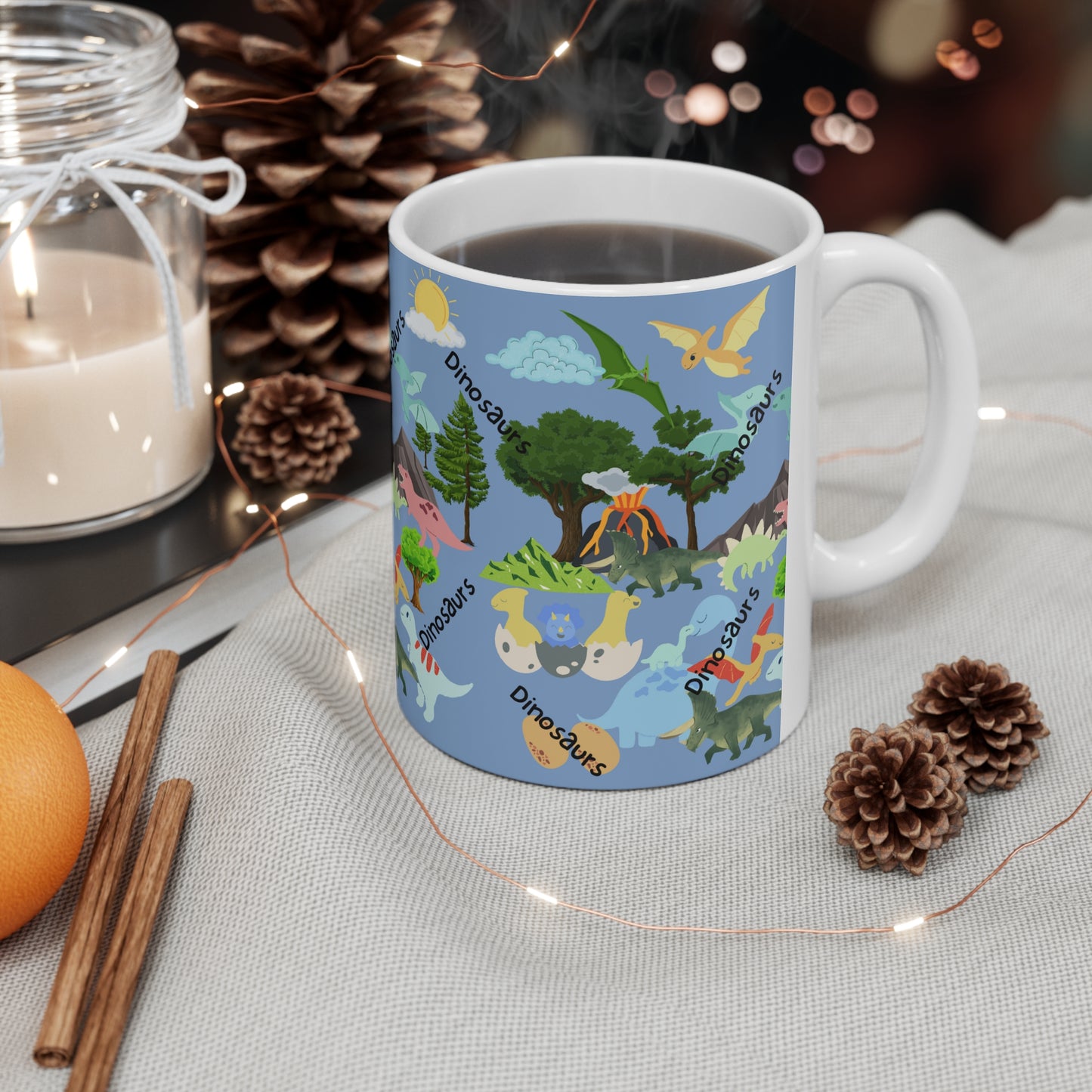 Dinosaurs Blue Ceramic Mug 11oz