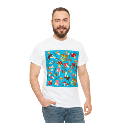 Mushrooms Turq Ground Unisex Heavy Cotton Tee