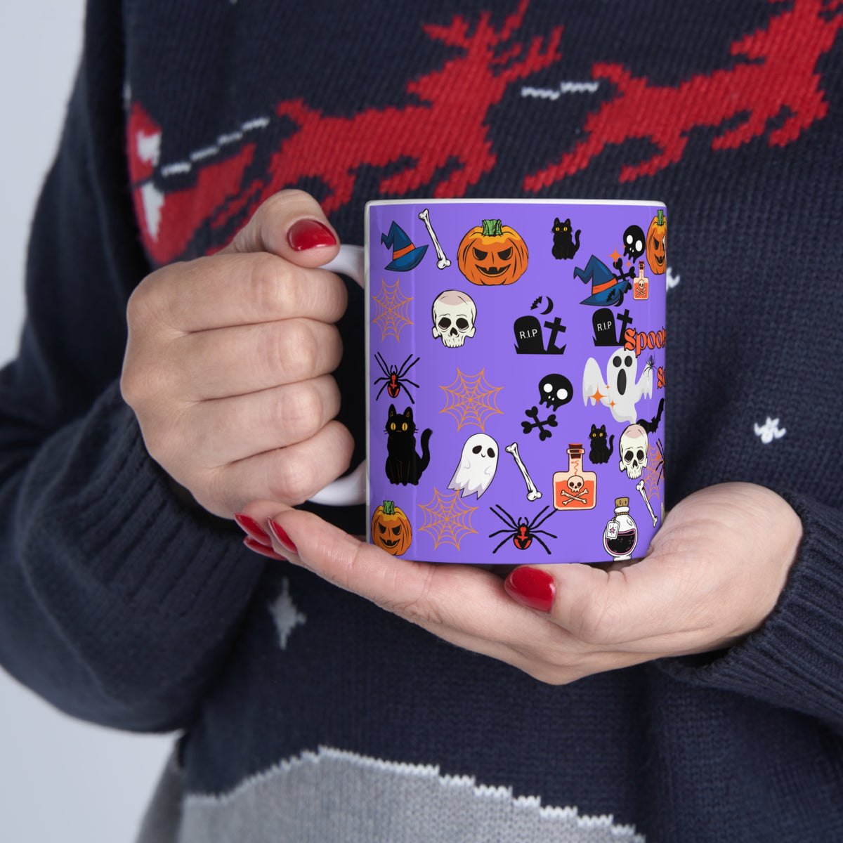 Spooky Creepy Season Purple Ceramic Mug 11oz