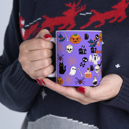 Spooky Creepy Season Purple Ceramic Mug 11oz
