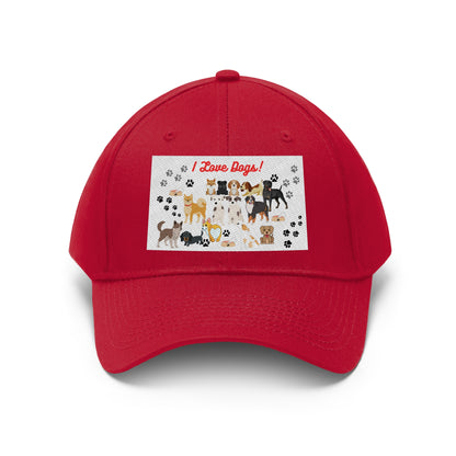 I Love Dogs! Unisex Twill Hat