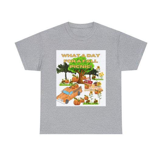 What a Day for a Fall Picnic Unisex Heavy Cotton Tee