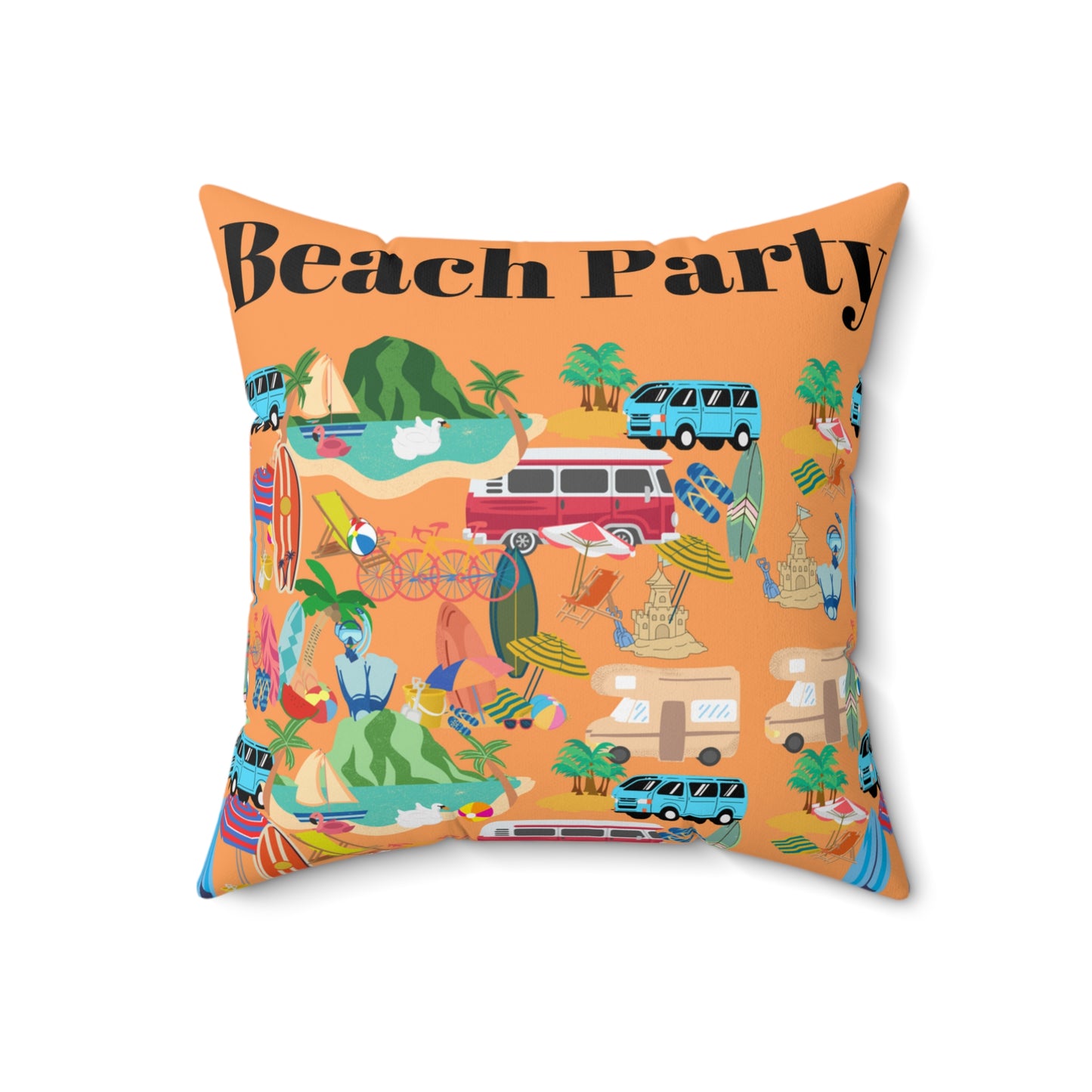 Beach Party Spun Polyester Square Pillow