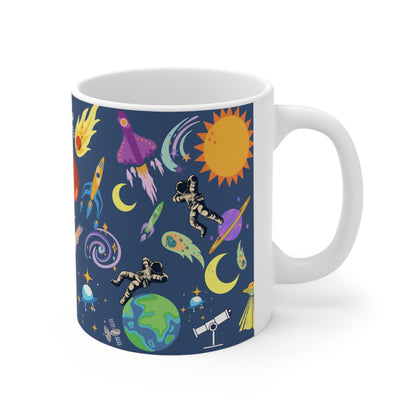 Outerspace Encounters Blue Ceramic Mug 11oz