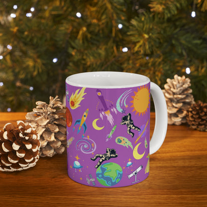 Outerspace Encounters Purple Ceramic Mug 11oz