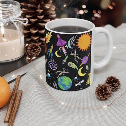 Outerspace Encounters Black Ceramic Mug 11oz