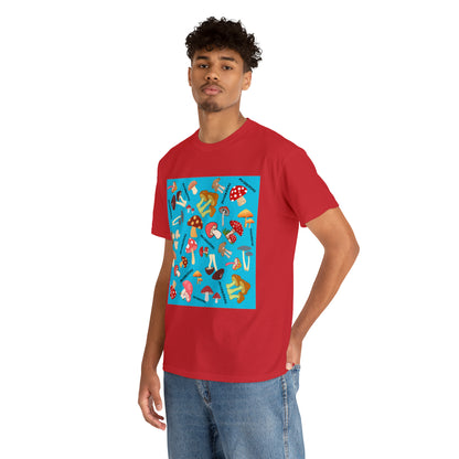 Mushrooms Turq Ground Unisex Heavy Cotton Tee