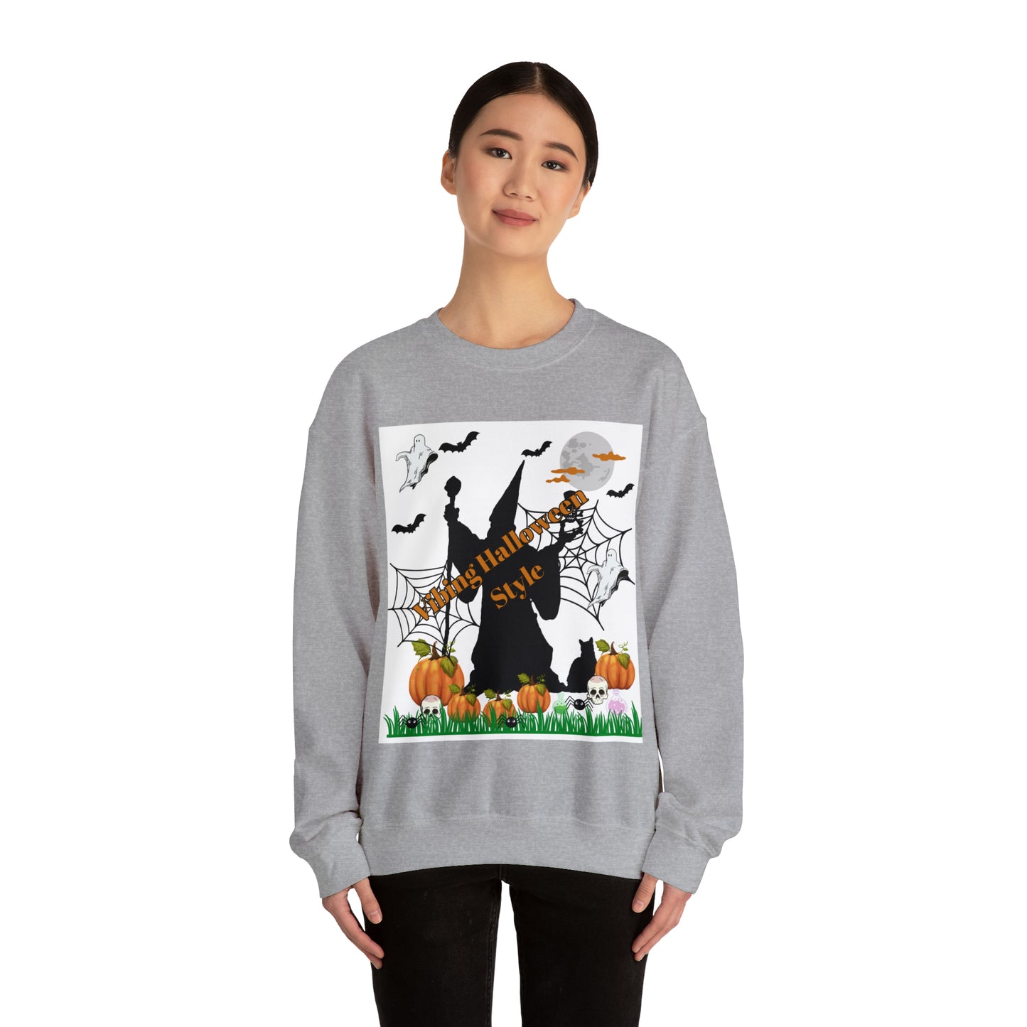 Vibing Halloween Style Unisex Heavy Blend™ Crewneck Sweatshirt