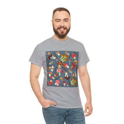 Mushrooms Grey Ground Unisex Heavy Cotton Tee